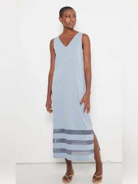 Lisa Todd Women's Best Dressed V-Neck Maxi Dress color Denim sz S 100% Cotton